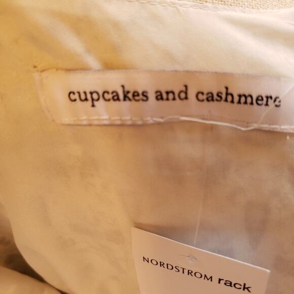 CUPCAKES & CASHMERE BEIGE BLUE FLORAL COLD SHOULDER NEW DRESS SIZE MED - Picture 6 of 8